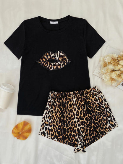 Leopard's Kisses Graphic Top and Shorts Lounge Set