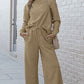 Double Take Let's Slow Down Textured Long Sleeve Top and Drawstring Pants Set