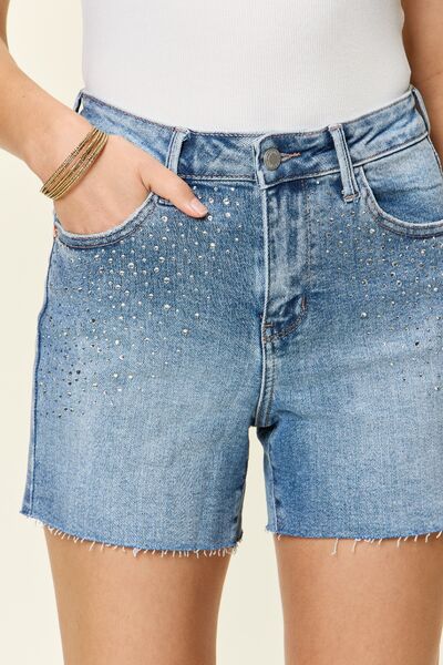 Judy Blue Rhea High Waist Rhinestone Decor Denim Shorts