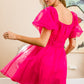 BiBi Mark My Words Puff Sleeve Organza Mini Dress