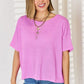 Zenana Happy Vibes Only Short Sleeve T-Shirt in Bright Mauve