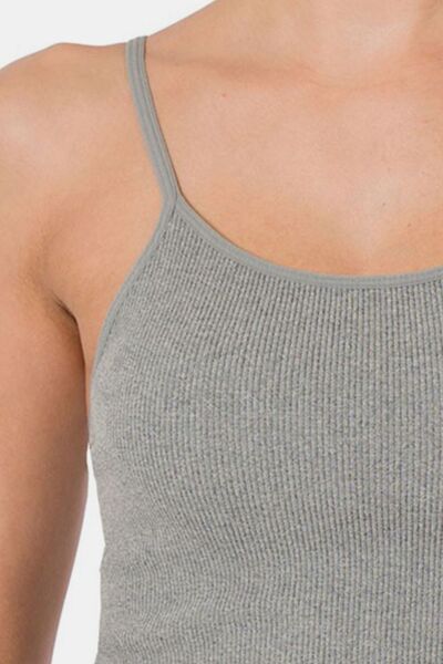 Zenana Just Living Ribbed Seamless Cropped Cami with Bra Pads