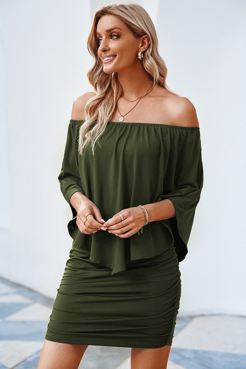 Vacation Vibes Off-Shoulder Layered Dress