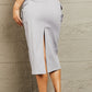 HYFVE Professional Poise Buckled Midi Skirt in Light Gray