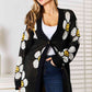 Double Take Sunshine Blossoms Floral Button Down Longline Cardigan