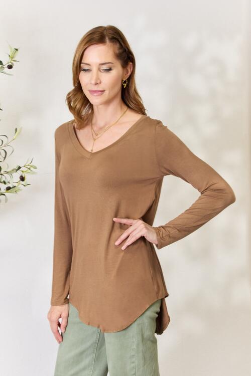 Zenana Glamour and Grace Long Sleeve V-Neck Top