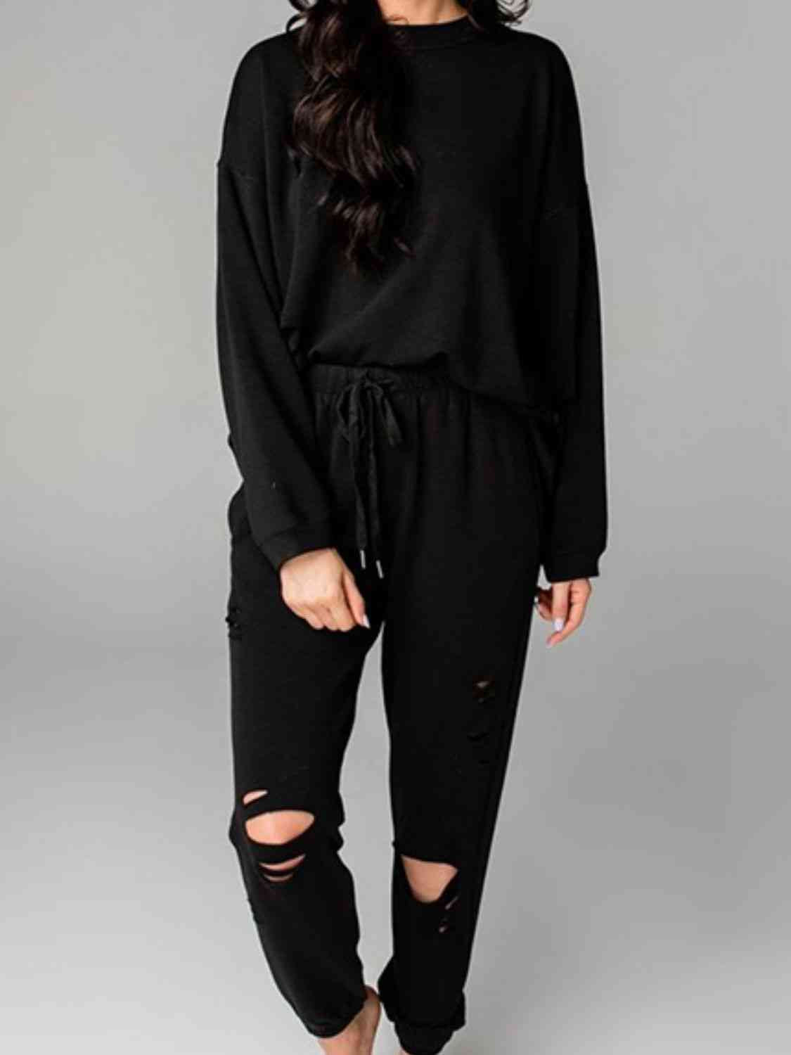 Me, Myself And I Distressed Sweatshirt and Joggers Set