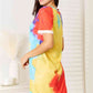 Double Take Free Spirit Tie-Dye V-Neck Twisted Dress