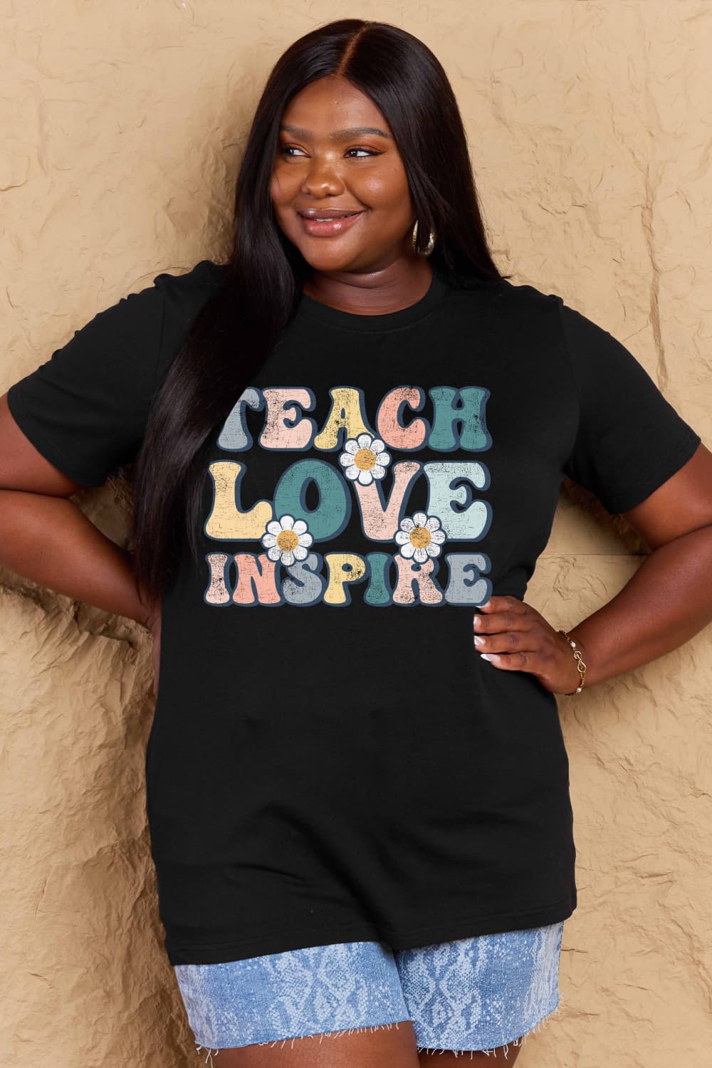 Simply Love TEACH LOVE INSPIRE Graphic Cotton T-Shirt
