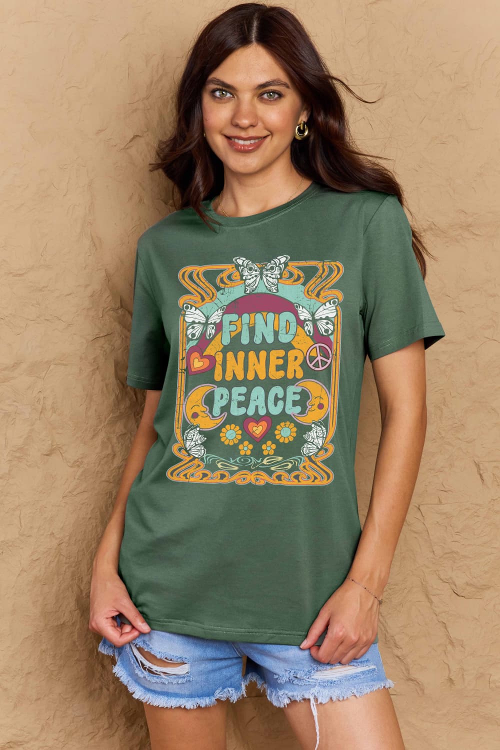 Simply Love FIND INNER PEACE Graphic Cotton T-Shirt