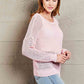 Double Take Blushing At The Shore Openwork Dropped Shoulder Knit Top
