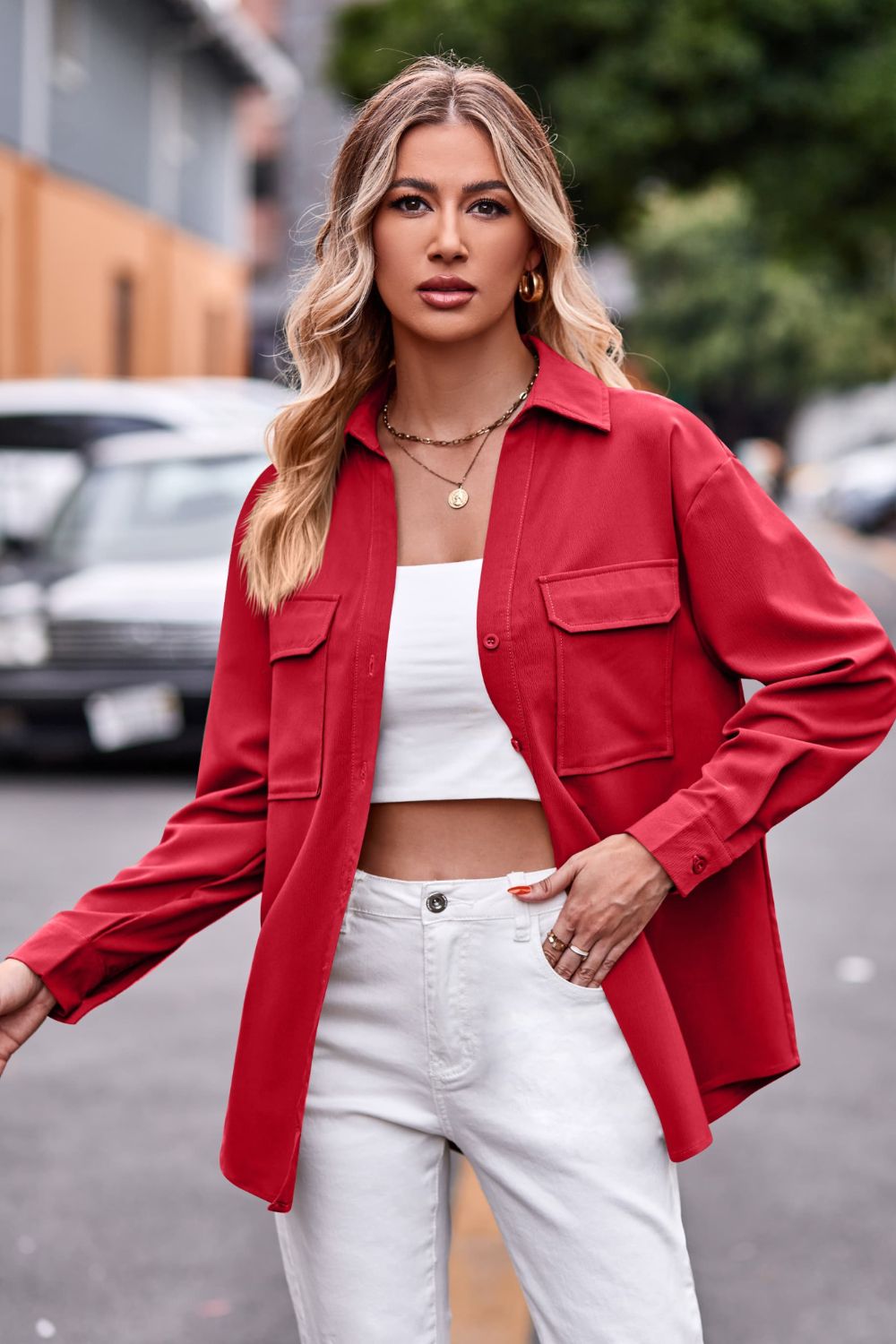 Just Can't Wait Dropped Shoulder Longline Shirt with Pockets