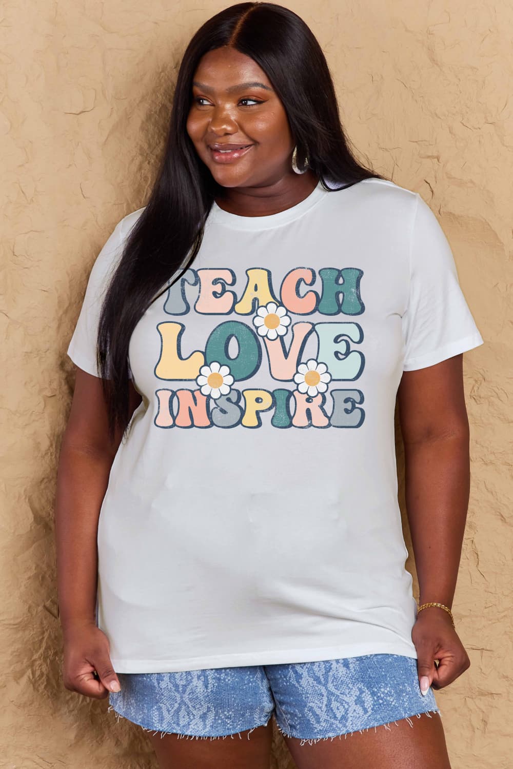 Simply Love TEACH LOVE INSPIRE Graphic Cotton T-Shirt