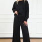 Double Take Let's Slow Down Textured Long Sleeve Top and Drawstring Pants Set