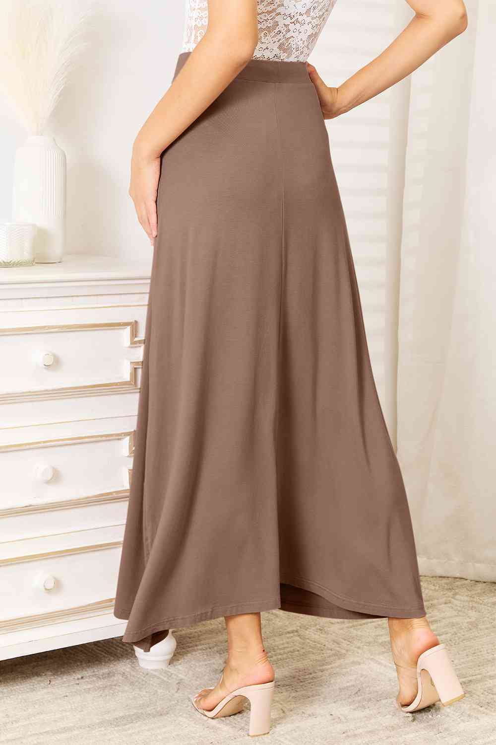 Double Take The Best Memories Soft Rayon Drawstring Waist Maxi Skirt