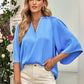 It's An Office Party Three-Quarter Flare Sleeve V-Neck Blouse