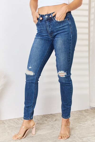 Judy Blue Myra High Waist Distressed Slim Jeans