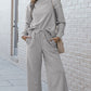 Double Take Let's Slow Down Textured Long Sleeve Top and Drawstring Pants Set