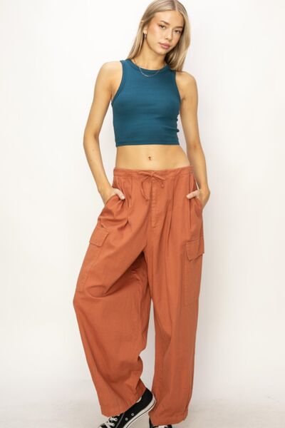 HYFVE All The Vibes Drawstring Cargo Wide Leg Pants