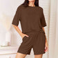 Basic Bae Happiness Is Brewed Soft Rayon Half Sleeve Top and Shorts Set