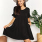 Double Take Love Language V-Neck Flounce Sleeve Tiered Dress