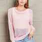 Double Take Blushing At The Shore Openwork Dropped Shoulder Knit Top