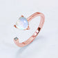Filled With Love Inlaid Moonstone Heart Adjustable Open Ring