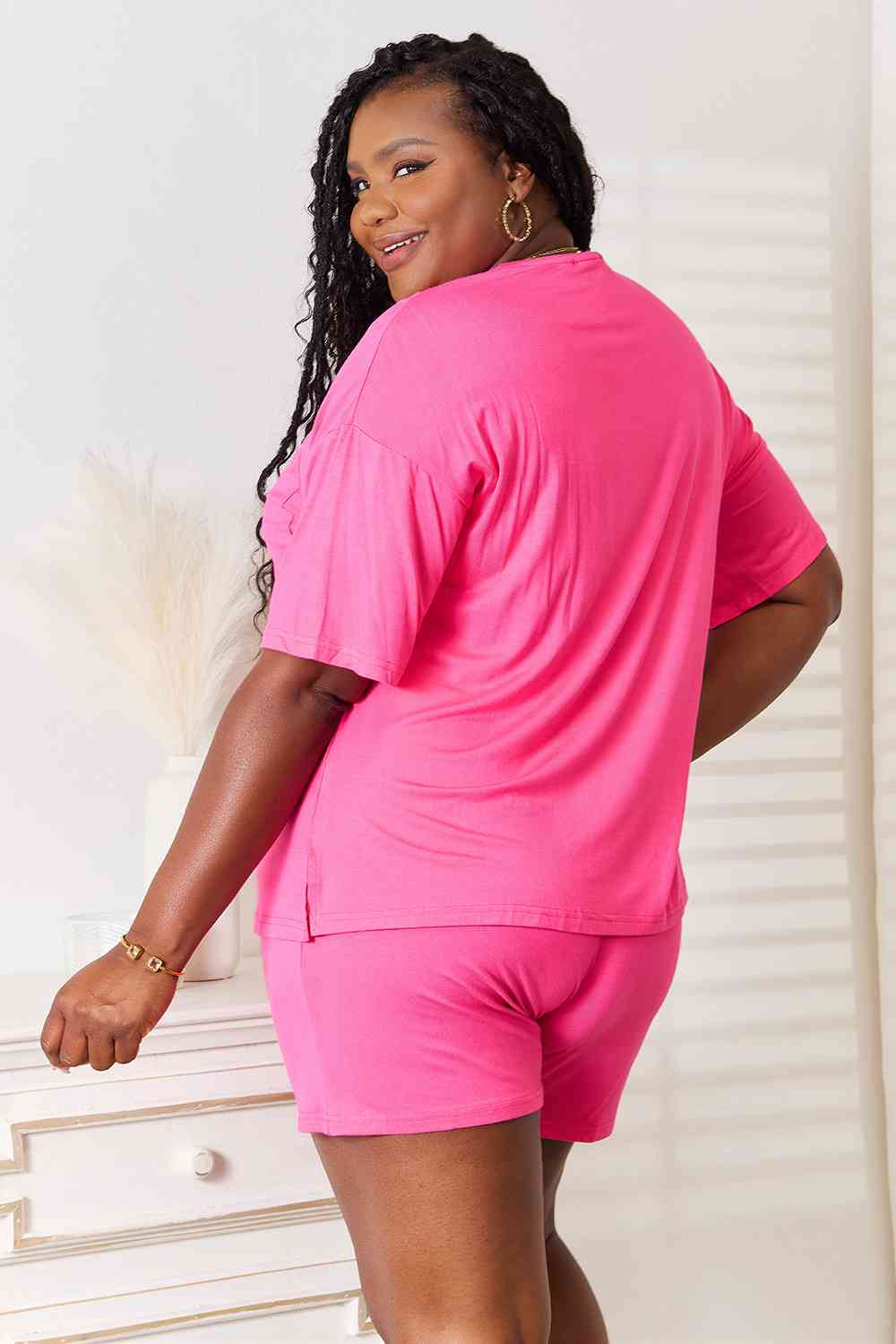 Basic Bae Happiness Is Brewed Soft Rayon Half Sleeve Top and Shorts Set