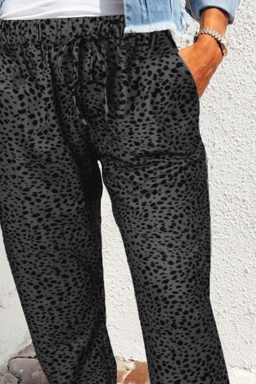 Double Take Everyday Vibes Leopard Print Joggers with Pockets