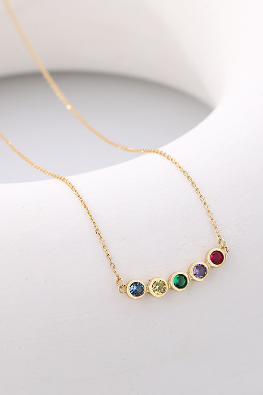 Rainbow Cubic Zirconia 925 Sterling Silver Necklace