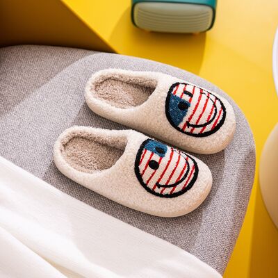 Melody A Perfect Day Smiley Face Cozy Slippers in American Flag