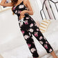 Spring Floral V-Neck Cami and Cropped Pants Lounge Set