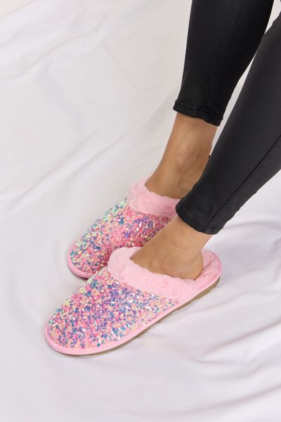 Forever Link Sprinkle with Sparkle Sequin Plush Round Toe Slippers