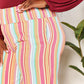 Double Take Keep Smiling Striped Smocked Waist Pants with Pockets