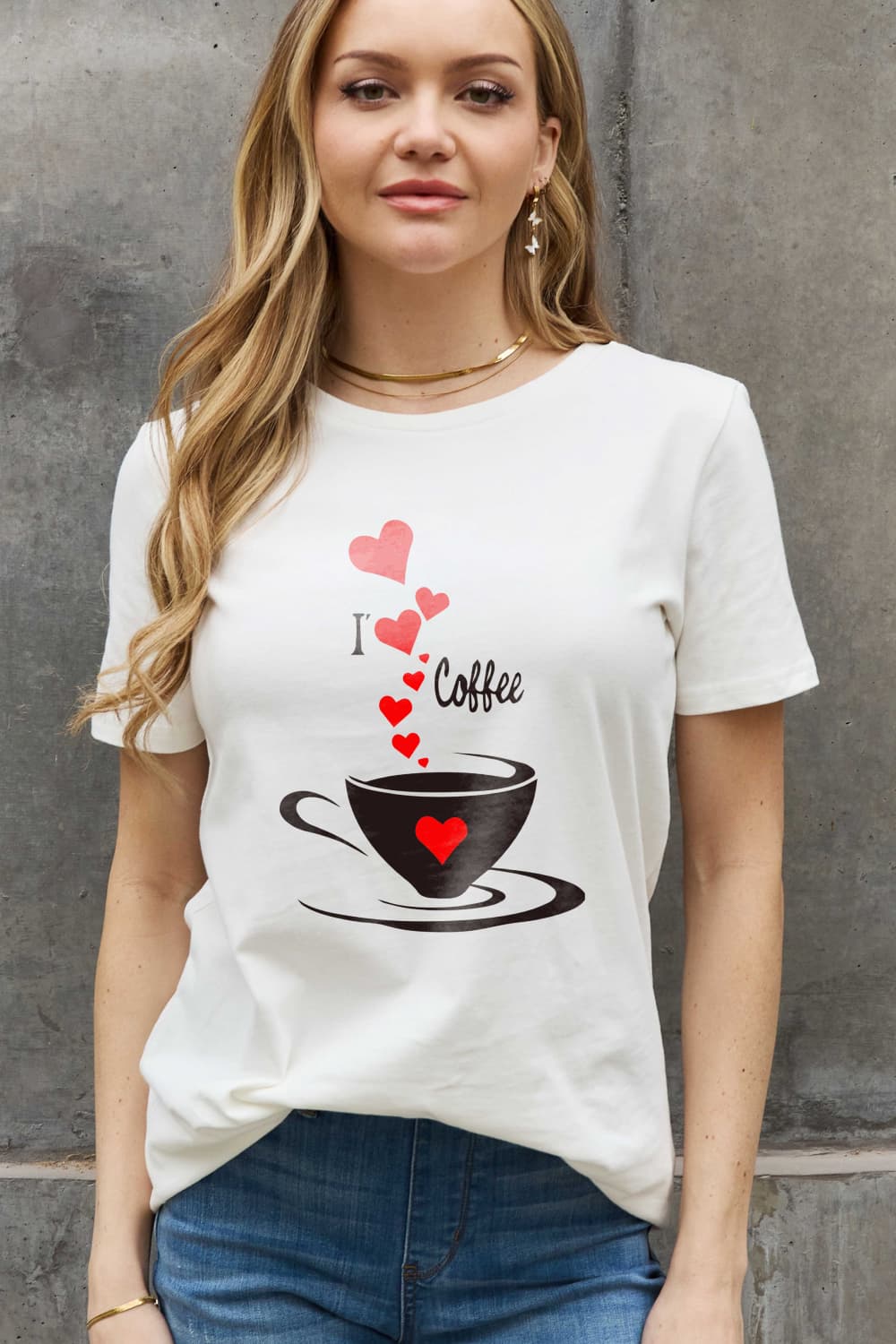 Simply Love I LOVE COFFEE Graphic Cotton Tee