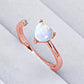 Filled With Love Inlaid Moonstone Heart Adjustable Open Ring