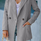 Double Take Boss Babe Double-Breasted Padded Shoulder Blazer with Pockets