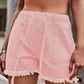 Essentially Yours Drawstring Raw Hem Denim Shorts