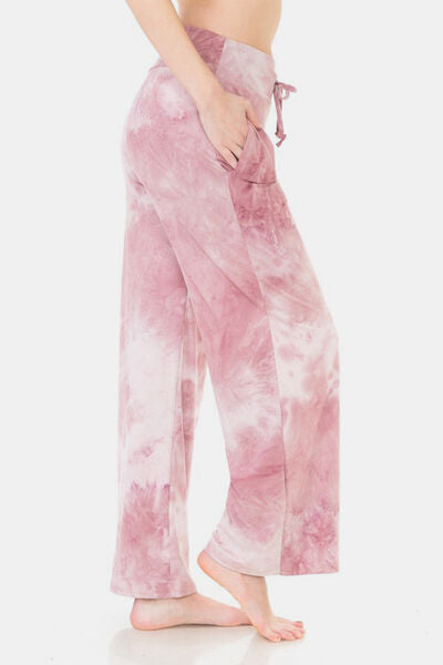 Leggings Depot Glam and Chill Buttery Soft Printed Drawstring Pants in Pink