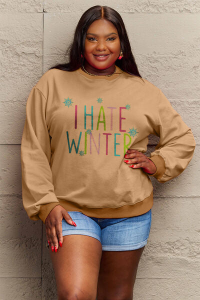 Simply Love I HATE WINTER Dropped Shoulder Graphic Sweatshirt