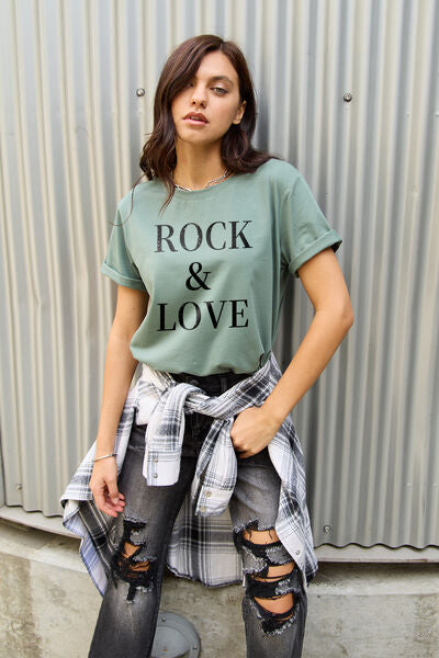 Simply Love ROCK ＆ LOVE Short Sleeve Graphic T-Shirt