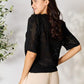 Double Take 'Til I Walk In Ribbed Trim Knit Top in Black