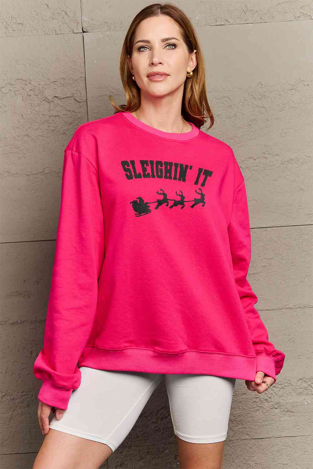 Simply Love SLEIGHIN' IT Graphic Sweatshirt