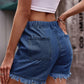 Essentially Yours Drawstring Raw Hem Denim Shorts