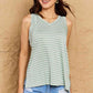 Doublju Talk To Me Striped Sleeveless V-Neck Top in Green