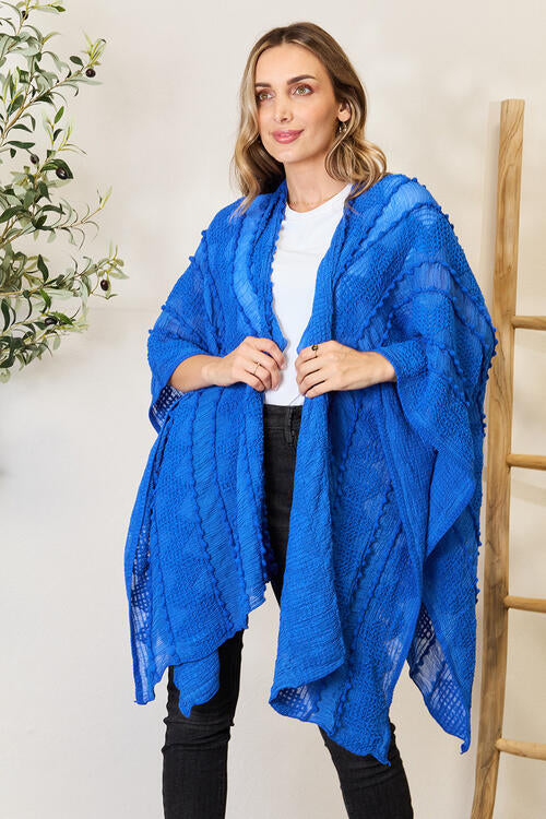 Justin Taylor Wonderland Open Front Poncho Cardigan in Blue