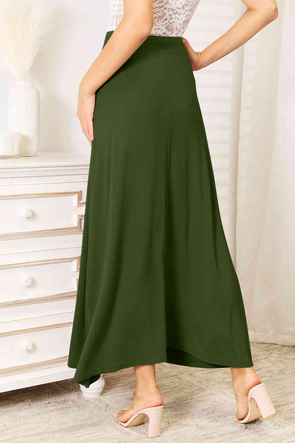 Double Take The Best Memories Soft Rayon Drawstring Waist Maxi Skirt