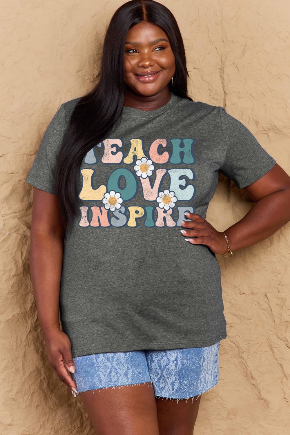 Simply Love TEACH LOVE INSPIRE Graphic Cotton T-Shirt