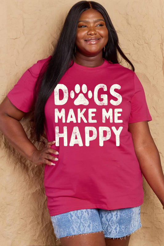 Simply Love DOGS MAKE ME HAPPY Graphic Cotton T-Shirt