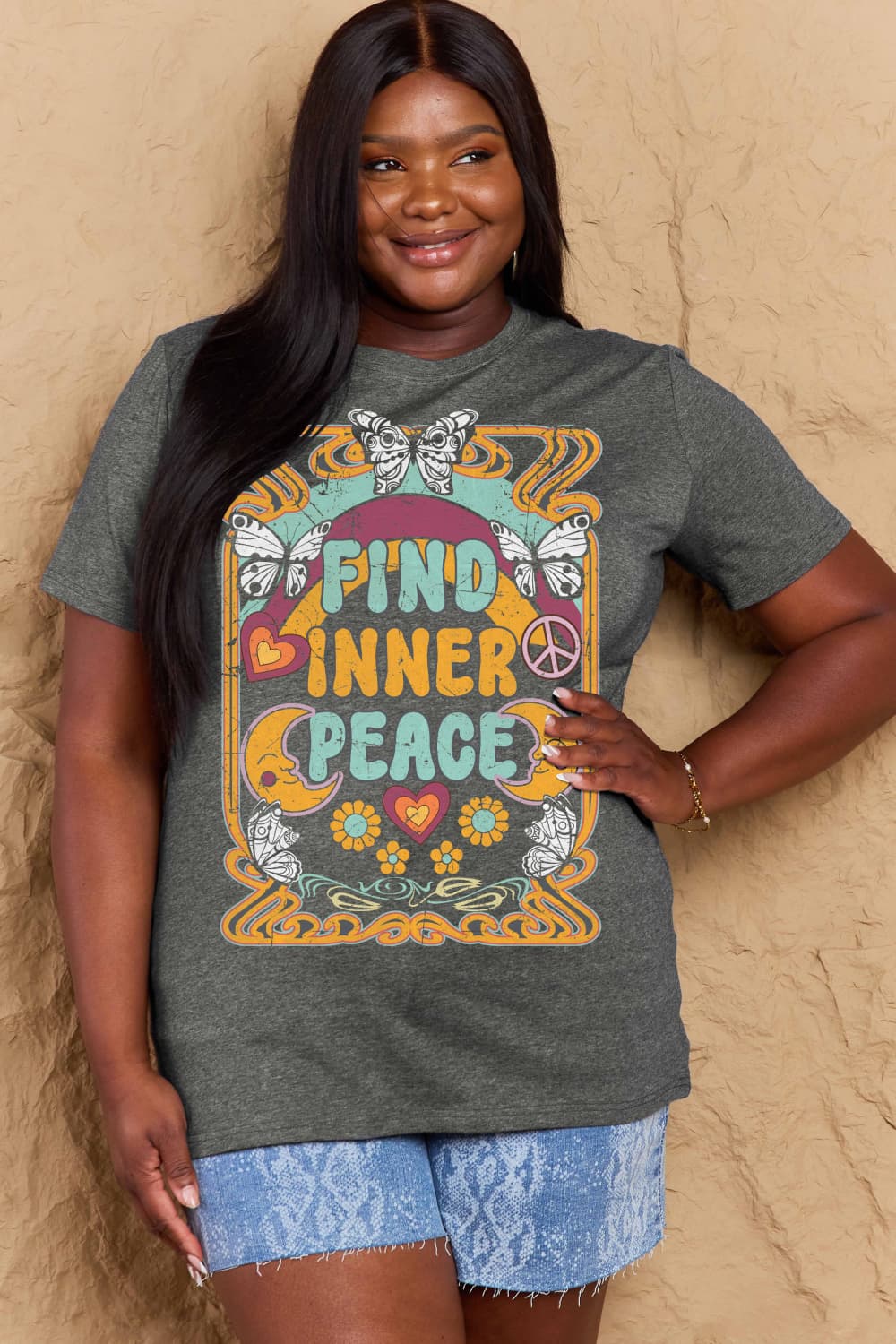Simply Love FIND INNER PEACE Graphic Cotton T-Shirt